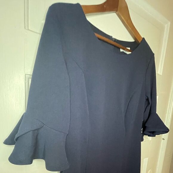 NWTs NY&C Navy Classy Ballerina Length Flutter Sleeve Dress Size Small - Picture 4 of 12